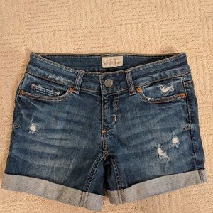 Cuffed Ripped Denim Shorts